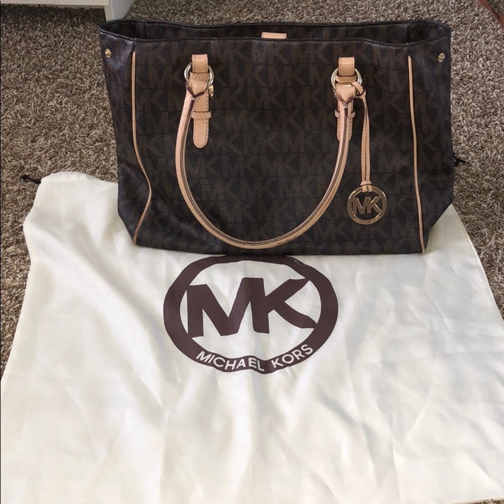 Michael Kors Brown and Tan Shoulder Bag